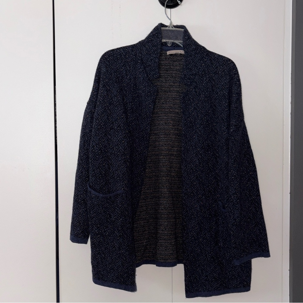 Chiaramente Italian wool blend open cardigan with pockets size Large